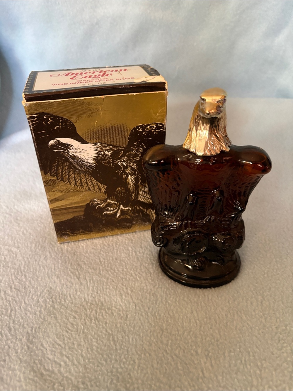 Vintage Avon Eagle Decanter Bottle with Gold-Tone Eagle Cap
